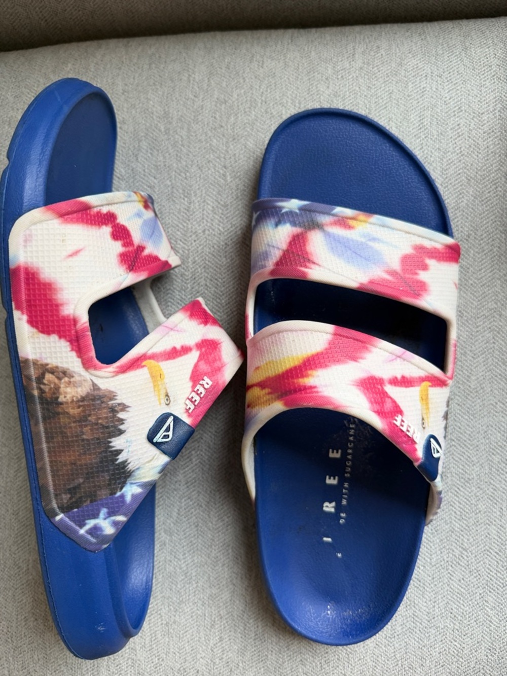 Sz 10 Reef Men's American Eagle Tie-Dye Double-Strap Slide Sandals